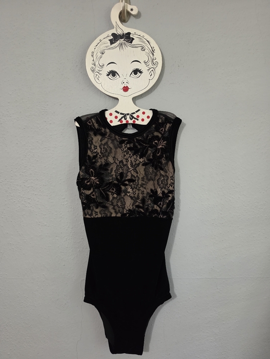 Details Dancewear Tops - Details Dancewear with Lace and Embroidered Velvet Bodysuit Leotard Size Med